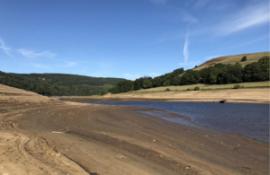 Drought - low water levels Derwent Valley Reservoir